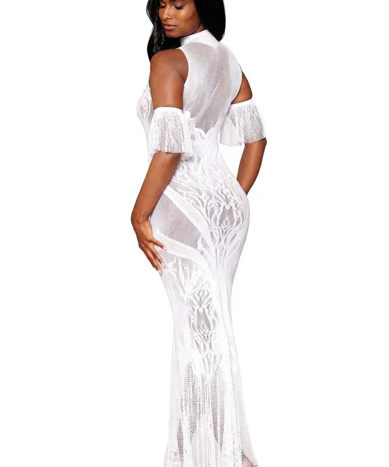 Dreamgirl Geometric Fence Net Bodystocking Gown
