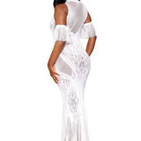 Dreamgirl Geometric Fence Net Bodystocking Gown