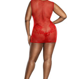 Dreamgirl Plus Red Lace and Pattern Seamless Dress
