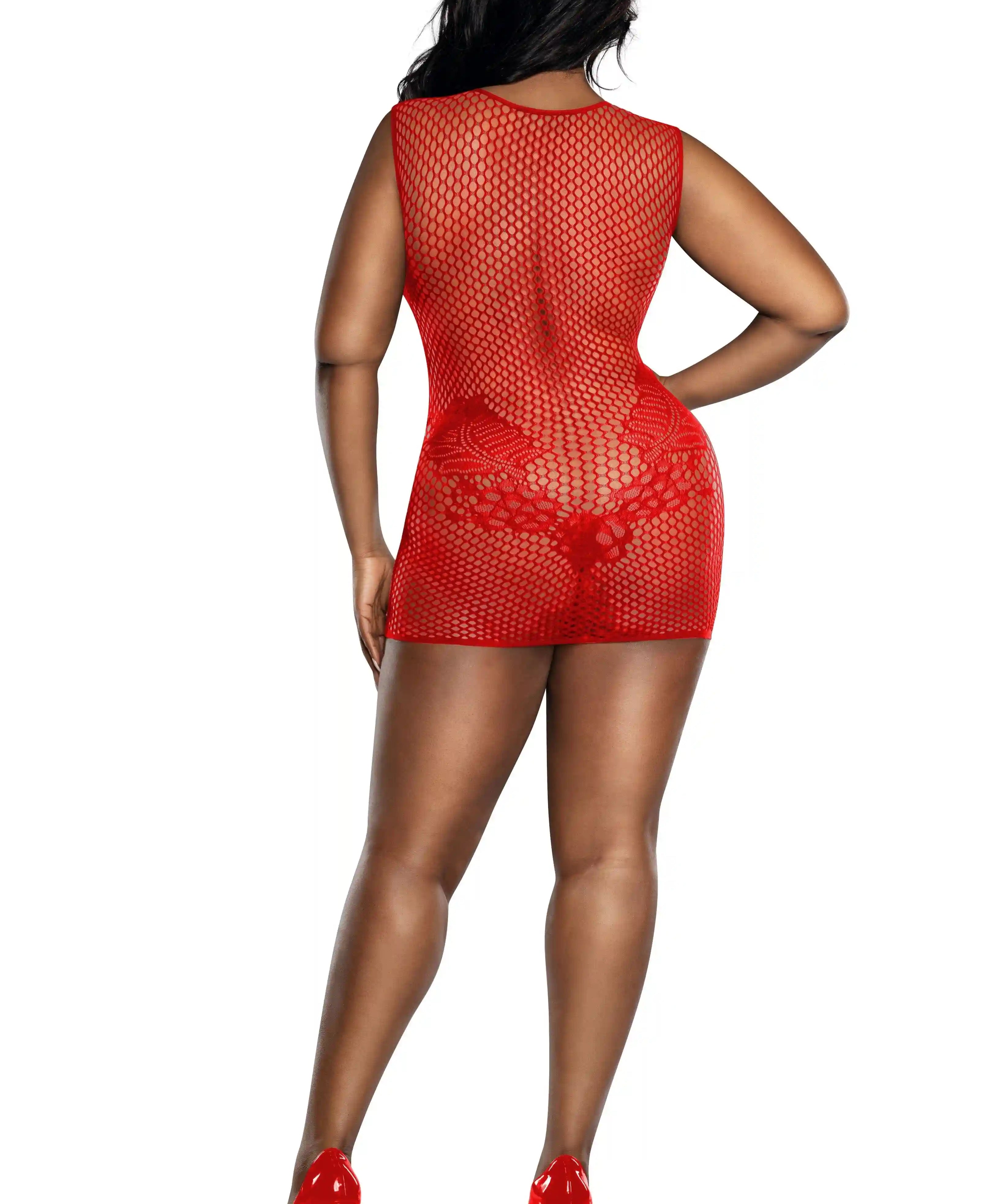 Dreamgirl Plus Red Lace and Pattern Seamless Dress