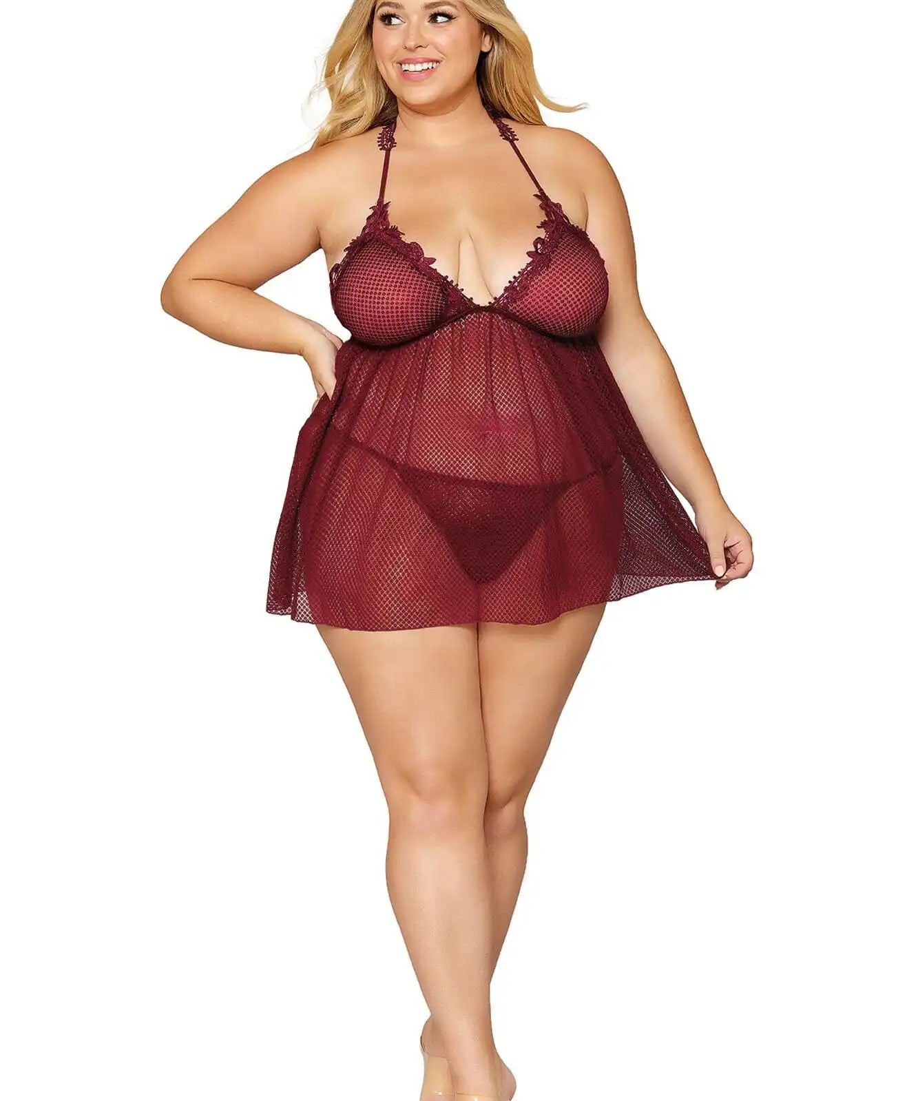Dreamgirl Venise Embroidery Babydoll & G-String Set