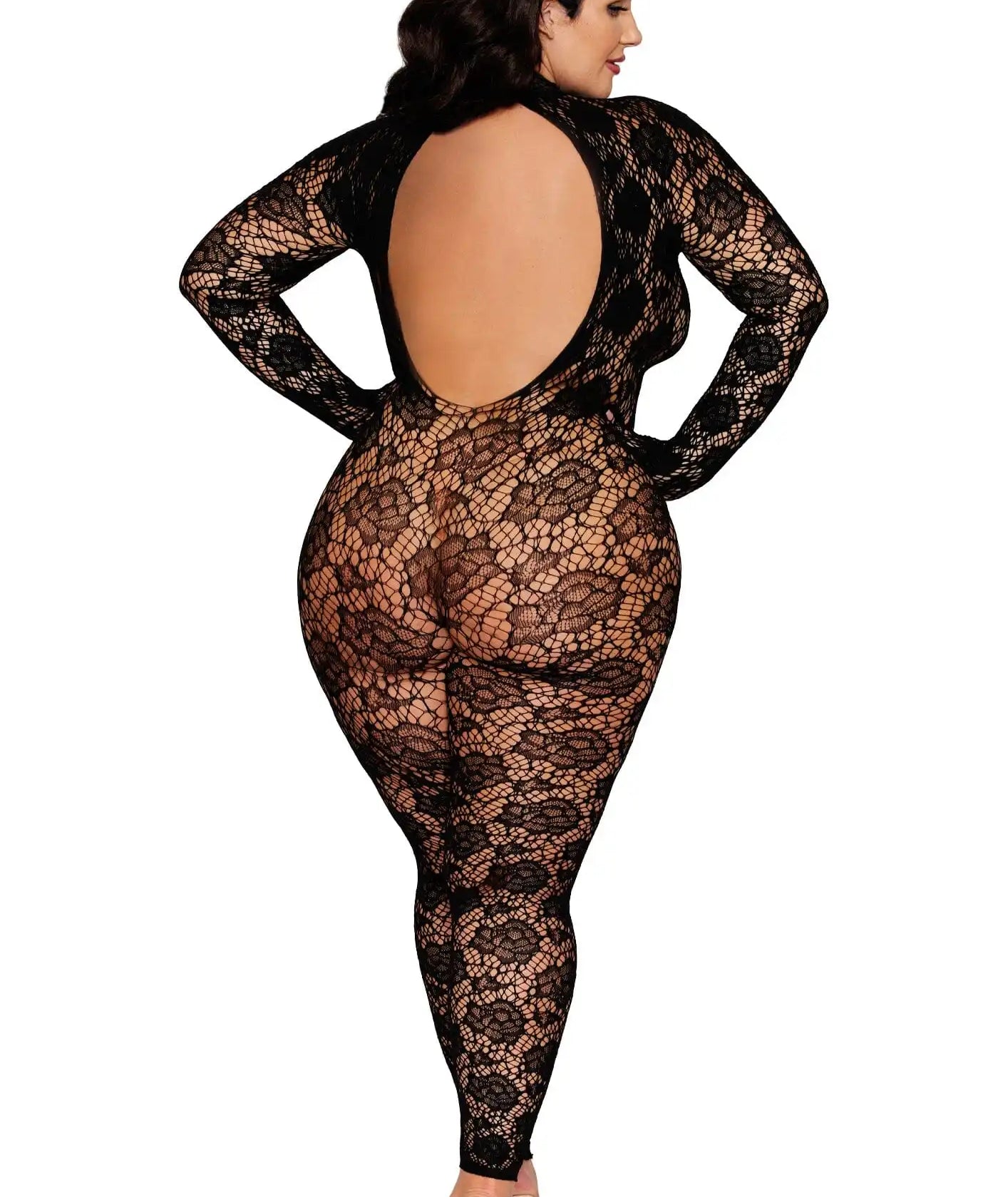 Dreamgirl Plus Black Gloved Bodystocking