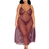 Dreamgirl Plus Lace Cherry Lacquer Gown & G-String