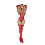 Dreamgirl Chevron Gartered Teddy with Gloves
