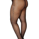 Dreamgirl Plus Fishnet Pantyhose with Jacquard Rhinestone Detail