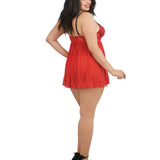Dreamgirl Plus Size Contrast Lace Overlay Babydoll