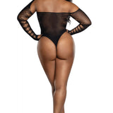 Dreamgirl Plus Black Long Sleeve Bodysuit