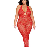 Dreamgirl Plus Poinsetta Rhinestone Bodystocking