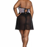 Dreamgirl Plus Onyx White and Black Babydoll