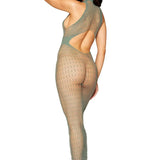Dreamgirl Seamless Geometric Fence Net Bodystocking Gown