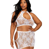 Dreamgirl Plus Lace Bralette & Mini-Skirt Set