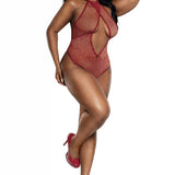 Dreamgirl Plus Rhinestone Halter Teddy