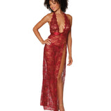 Dreamgirl Lace Halter Gown with Matching G-String