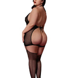 Dreamgirl Plus Black Fetish Garter Slip & Flogger