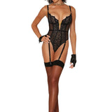 Dreamgirl Stretch Lace and Fishnet Garter Teddy