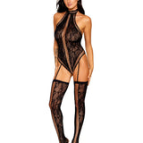 Dreamgirl Lace Teddy Bodystocking with Criss-Cross Detailing