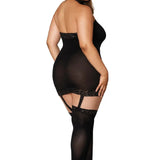 Dreamgirl Plus Sheer Garter Bodystocking with Thigh High