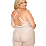 Dreamgirl Plus Rhinestone Fishnet Chemise with Eyelash Lace Trim