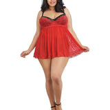 Dreamgirl Plus Size Contrast Lace Overlay Babydoll