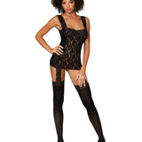 Dreamgirl Rose Lace Gartered Bodystocking