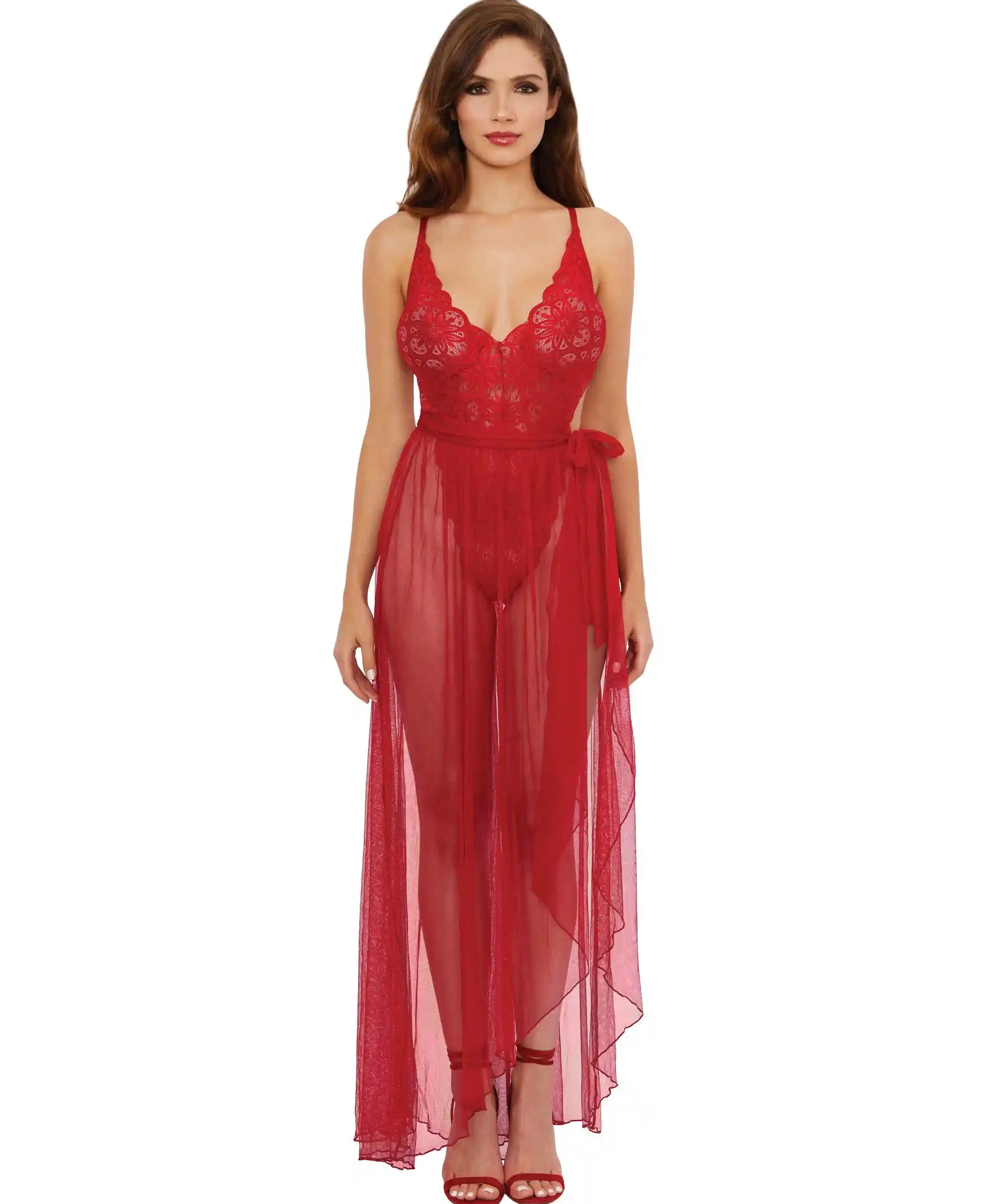 Dreamgirl Mosaic Lace Teddy & Sheer Skirt